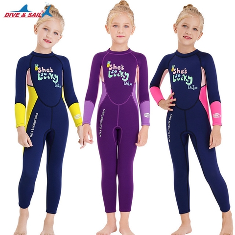 Đồ bơi giữ nhiệt bé gái Dive and Sail size 12-30kg cao su 2.5mm ngăn tia UV giữ ấm