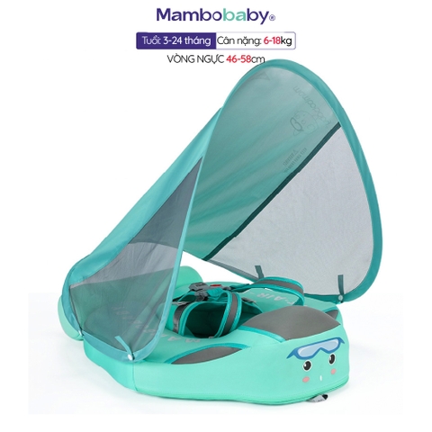 Phao bơi có mái che MamboBaby cho bé 3-24 tháng, chất liệu xốp Pearl Foam mái che chống nắng