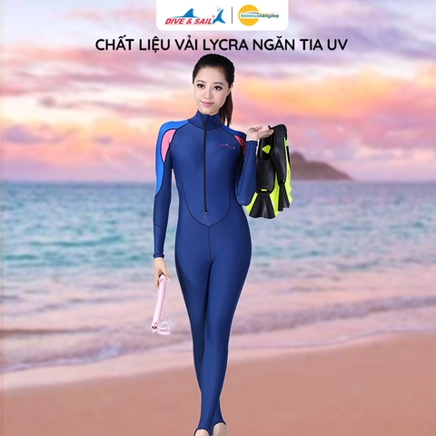 Đồ bơi nữ Dive and Sail tay dài quần dài chất liệu vải Lycra chống nắng ngăn tia UV