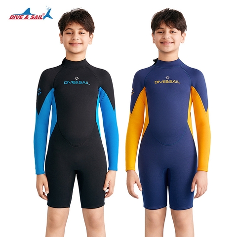 Đồ bơi giữ nhiệt bé trai Dive and Sail size lớn 27-55kg cao su dày 2.5mm giữ ấm
