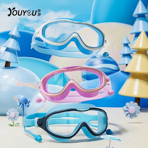 Kính bơi góc nhìn rộng kèm bịt tai chống nước chống sương mù liền kính tiện lợi Youyou 61429