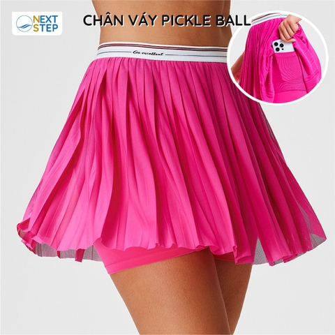 Váy pickleball nữ kiểu xếp li ngắn, trang phục thể thao vải lưới ôm sát thoải mái