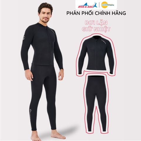 Đồ bơi giữ nhiệt người lớn DIVE AND SAIL cho Nam chất liệu cao su dày 2mm giữ ấm