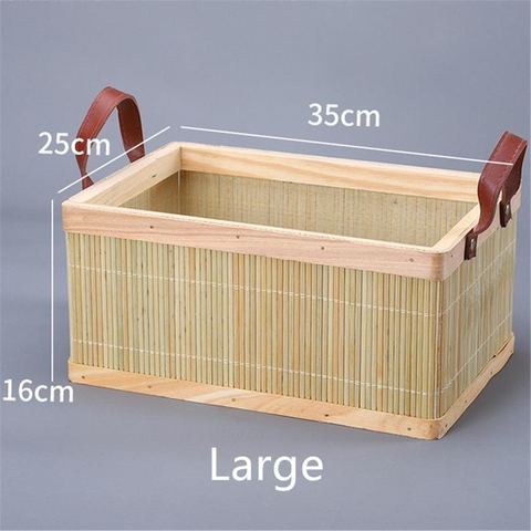Bamboo basket straw weaving box vintage storage basket housewarming gift