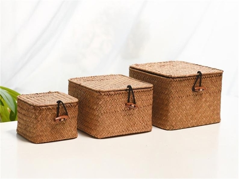 Bamboo storage basket fruits clothing bags pinic suitcase for camping