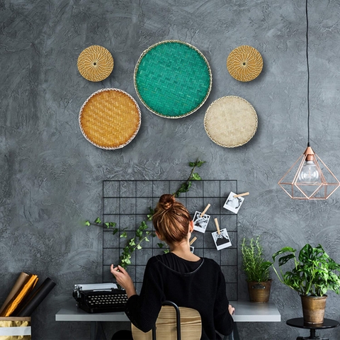 Factory direct sales with Handles Wooden Bamboo Circle Tray High quality large custom food serving tray