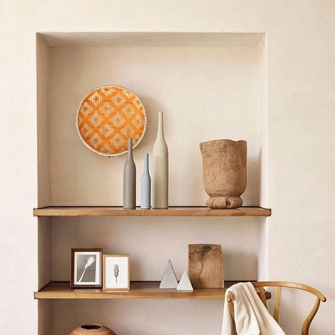 Woven Round Bamboo Rattan Decorative Trays for for Breakfast, Drinks, Snack for Coffee Serving Tray