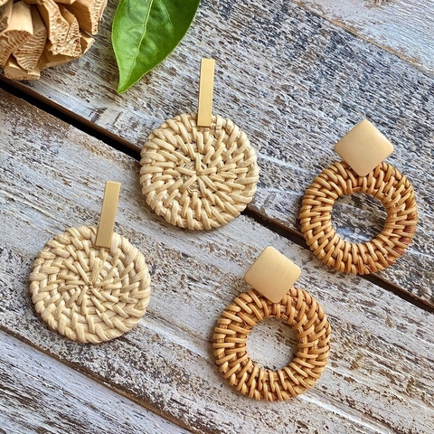 Radiant Circle Rattan Earrings - TPE001