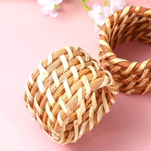 Woven Napkin Rings Set of 4,Handmade Rattan Fall Napkin Rings Holders,Natural Napkin