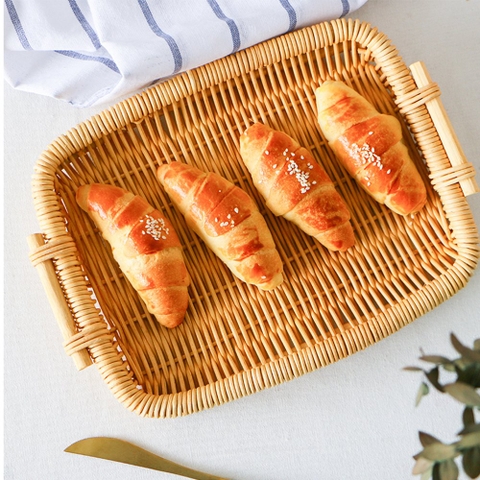 Best Selling Product Rattan Food Serving Basket, Hand Woven Rattan Bread Basket, Natural Fruit Display Tray