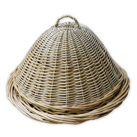 Wicker Food Cover Dome With Serving Platter