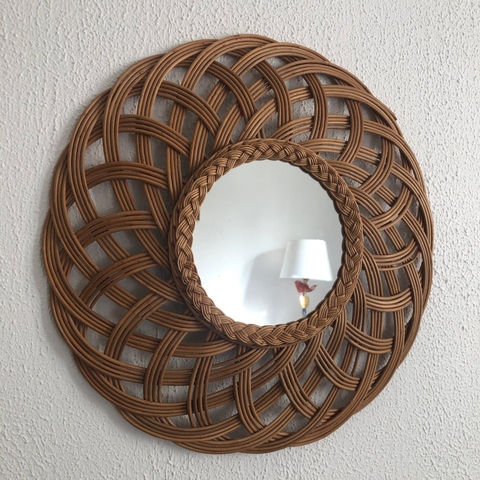 Bohemian Rattan Sun Mirror