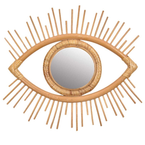 Woven Handmade Boho Bohemian Rattan Home Decor Wall Hanging Miror