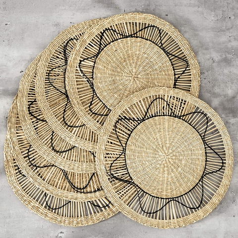Set of 6 Oversized Round Seagrass Placemat,15