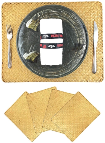 Placemats Set of 4, Natural Woven Seagrass for Dinner Plate 12-inch,18X14 Inches,Lardge Table Mats for Dinning Table,Wedding,Parties, BBQ's, Everyday, Holidays (M)