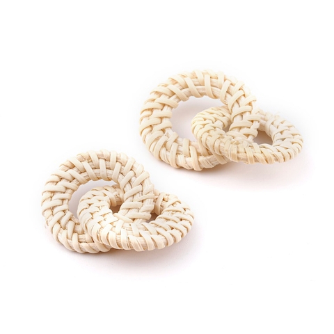 Nature's Embrace Set: Handwoven Circle Rattan Earrings - TPE007