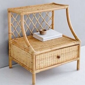 Bali & Pari Lalo Modern Bohemian Rattan 1-Drawer Nightstand in Natural Brown - TPC001