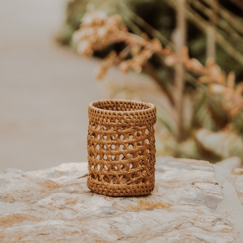 Bali Breeze Rattan Candle Holder and Handwoven Basket Set - TPCAH0002