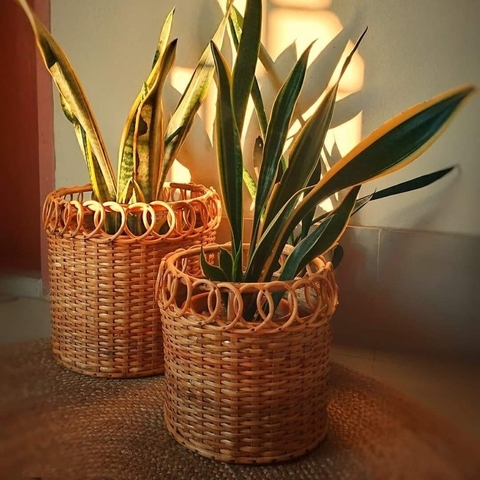 Boho Bloom Set Bohemian Style Rattan Planter Baskets (Set of 3) - TPPP0004