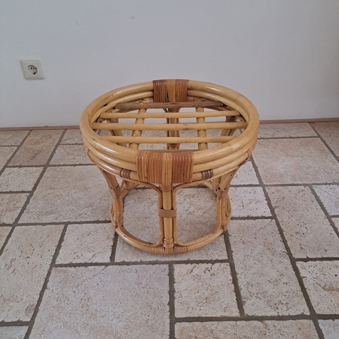 Retro Boho Vintage Bamboo Rattan Side Table/Ottoman - TPTB002