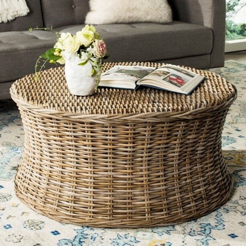 Handmade Rattan Wicker Cane Gray Coffee Table for Home Decor - TPTB005