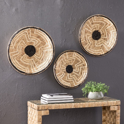 Hot trend Unique Water hyacinth Woven Wall Hangings Plates Handmade Wall Decor for Livingroom