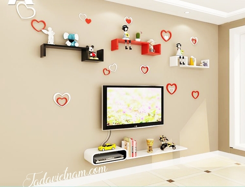 Thiết kế kệ tivi treo tường đơn giản cho phòng khách và phòng ngủ