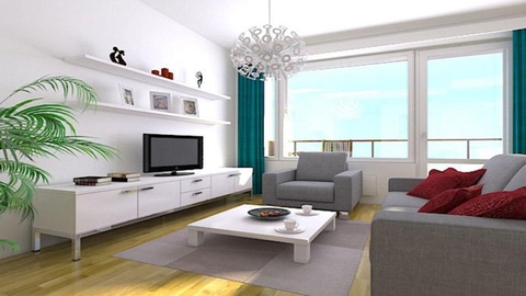 Thiết kế kệ treo tường kết hợp với kệ tivi