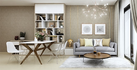 Mẫu thiết kế nội thất chung cư 2 phòng ngủ tiện nghi, hiện đại