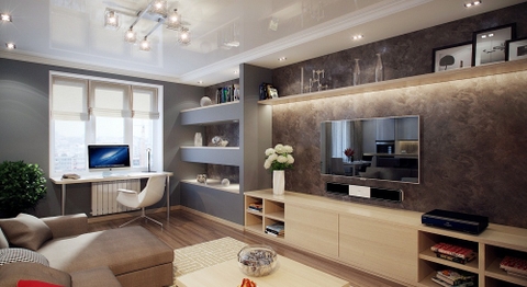 Không gian lung linh với kệ trang trí phòng khách cực xinh