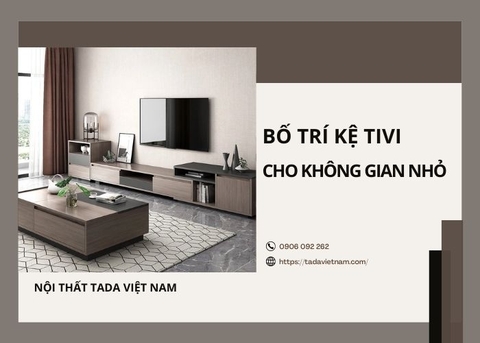 Bố trí kệ tivi gỗ đơn giản cho không gian diện tích nhỏ