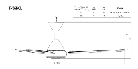 Quạt Trần Panasonic F-56NCL 3 cánh Màu đồng cổ điển, hộp số