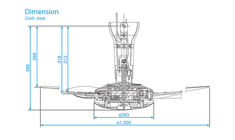 Quạt trần Panasonic 5 cánh F-60WWK, điều khiển từ xa