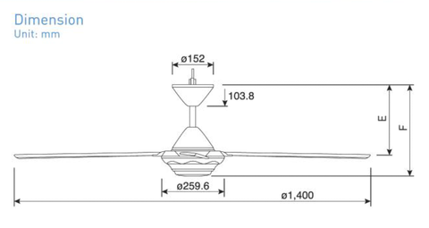 Quạt trần Panasonic F-56MZG 4 cánh, màu bạc, điều khiển từ xa