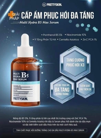 Tinh Chất Phục Hồi PrettySkin Multi Hydra B5 Max Serum Cho Da Dầu 50ml