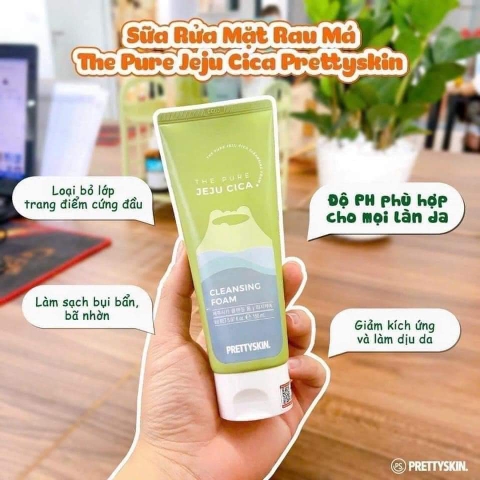 Sữa Rửa Mặt Rau Má Tạo Bọt Dịu Nhẹ PrettySkin The Pure Jeju Cica Cleansing Foam 150ml