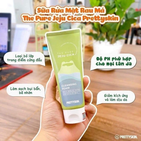 Sữa Rửa Mặt Rau Má Tạo Bọt Dịu Nhẹ PrettySkin The Pure Jeju Cica Cleansing Foam 150ml