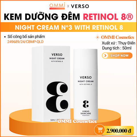 VERSO – Night Cream N°3 – Kem dưỡng đêm Retinol 8® (50ml)