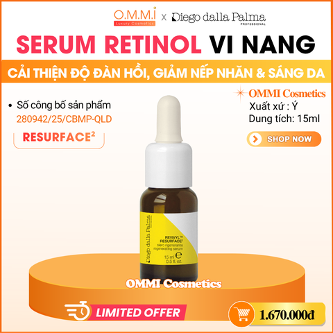 Diego Dalla Palma – Retinol Vi Nang Micro-Encapsulated Regenerating Serum - Hỗ trợ cải thiện độ đàn hồi da, làm mờ nếp nhăn & sáng da (15ml)