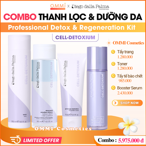 [Combo] Diego Dalla Palma – CELL DETOXIUM | Bộ chăm sóc da giúp thanh lọc, phục hồi & nuôi dưỡng (Tẩy trang,Toner, Tẩy tế bào chết, Booster Serum)