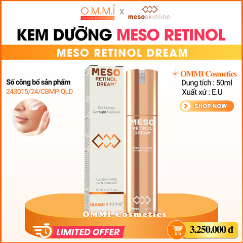 MESOSKINLINE - Kem dưỡng Meso Retinol - Hỗ trợ làm mờ nếp nhăn, dưỡng da sáng mịn, đàn hồi & cải thiện dấu hiệu lão hóa da (50ml)