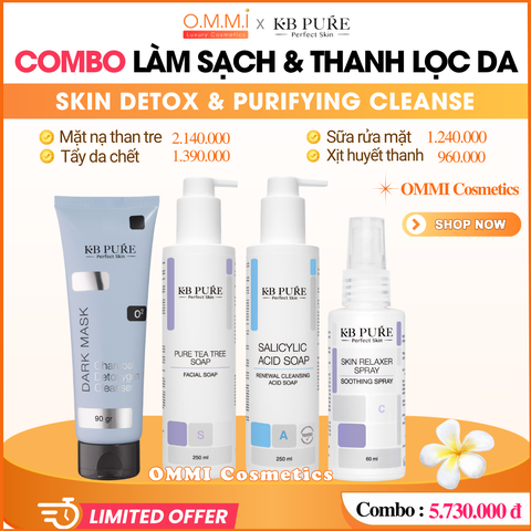 [Combo] KB PURE - Skin Detox & Purifying Cleanse - Bộ làm sạch & Thanh lọc da (Sữa rửa mặt | Tẩy tế bào chết | Mặt nạ | Xịt huyết thanh)