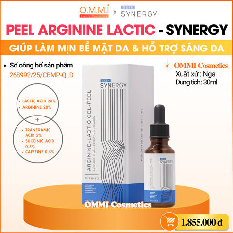 SKIN SYNERGY – ARGININE-LACTIC GEL-PEEL (30ml) - Peel dịu nhẹ cho mặt & vùng mắt, giúp làm mịn bề mặt da, hỗ trợ cải thiện độ sáng và đều màu da