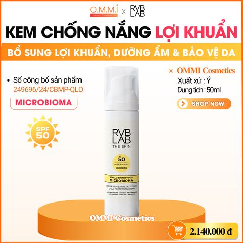 RVB LAB – MICROBIOMA Daily Protection Cream SPF50 - Kem chống nắng dưỡng ngày và bổ sung lợi khuẩn (50ml)