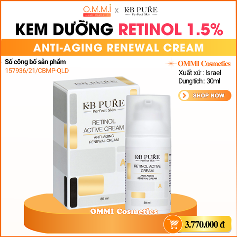 KB PURE - RETINOL 1.5% ACTIVE CREAM - Kem dưỡng hỗ trợ cải thiện các dấu hiệu lão hóa da (30ml)