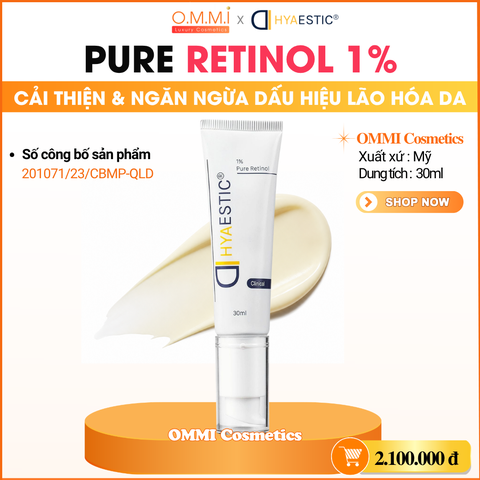 HYAESTIC – Kem dưỡng Pure Retinol 1.0% - Hỗ trợ cải thiện và ngăn ngừa các dấu hiệu lão hóa da chuyên sâu (30ml)