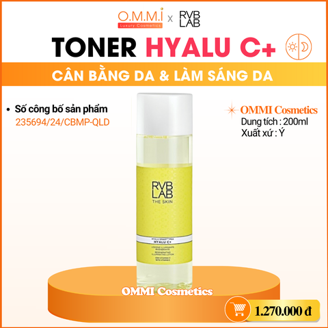 RVB LAB HYALU C+(ITALY) - Toner cân bằng độ ẩm và hỗ trợ làm sáng da (200ml)