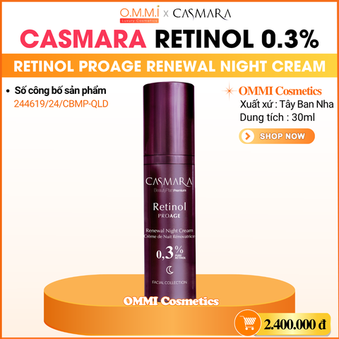 CASMARA – Retinol ProAge Renewal Night Cream - Kem dưỡng đêm Retinol 0.3%, hỗ trợ cải thiện và ngăn ngừa các dấu hiệu lão hóa da (30ml)