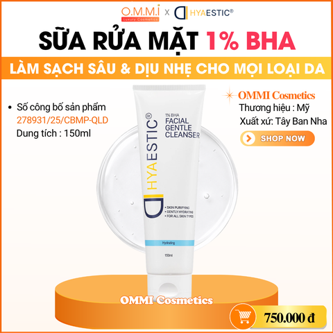 HYAESTIC - Sữa rửa mặt dịu nhẹ làm sạch sâu 1% BHA (150ml)