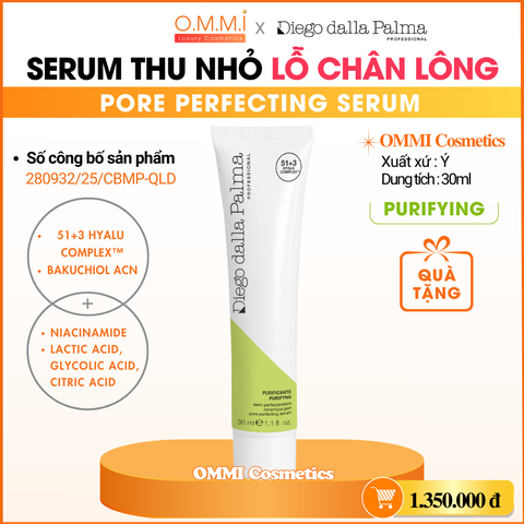Diego Dalla Palma - Serum thu nhỏ lỗ chân lông, kiểm soát dầu nhờn (30ml) | PURIFYING Pore Perfecting Serum